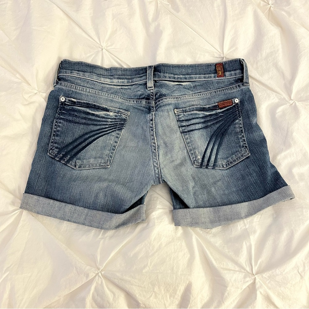 7 For All Man Kind Y2K Low Rise Denim Shorts